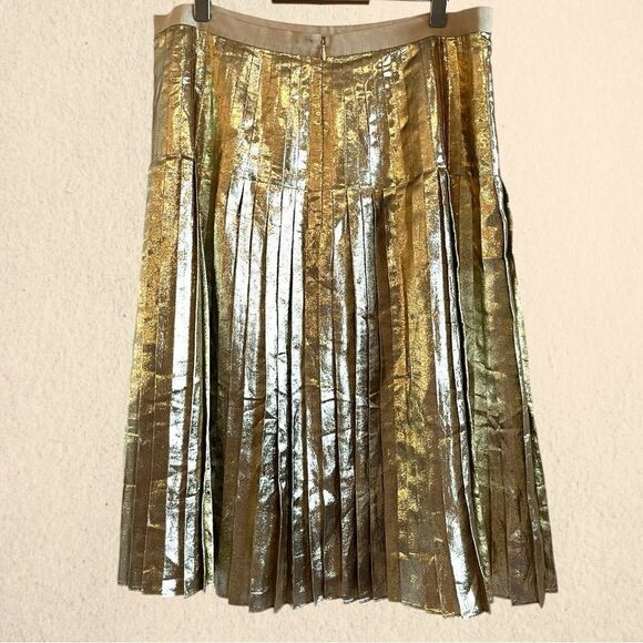 Lewit silk gold metallic pleated skirt - Picture 4 of 11